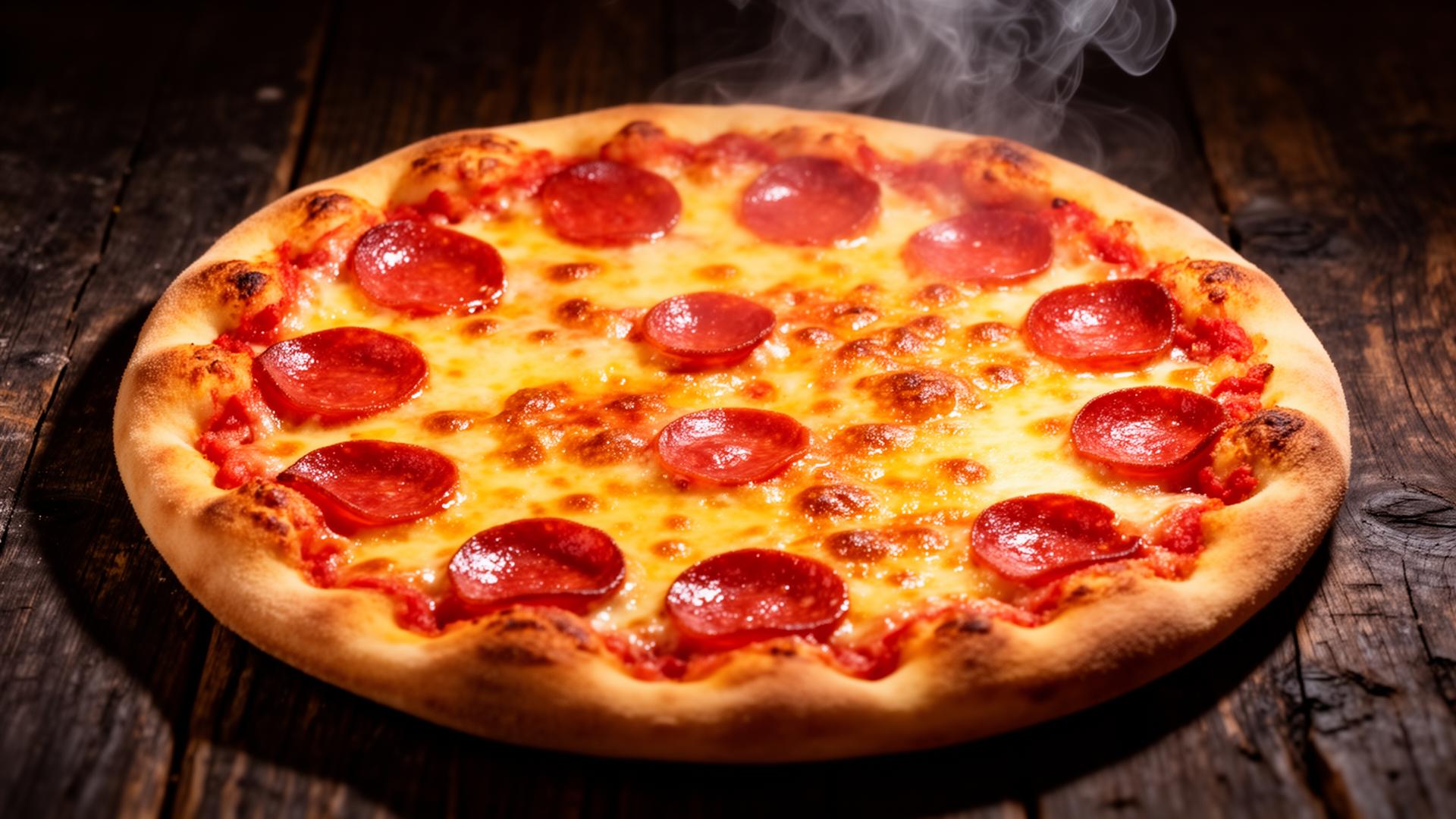 Fresh hot pepperoni pizza from Crazy Gator Pizza in Highland MI